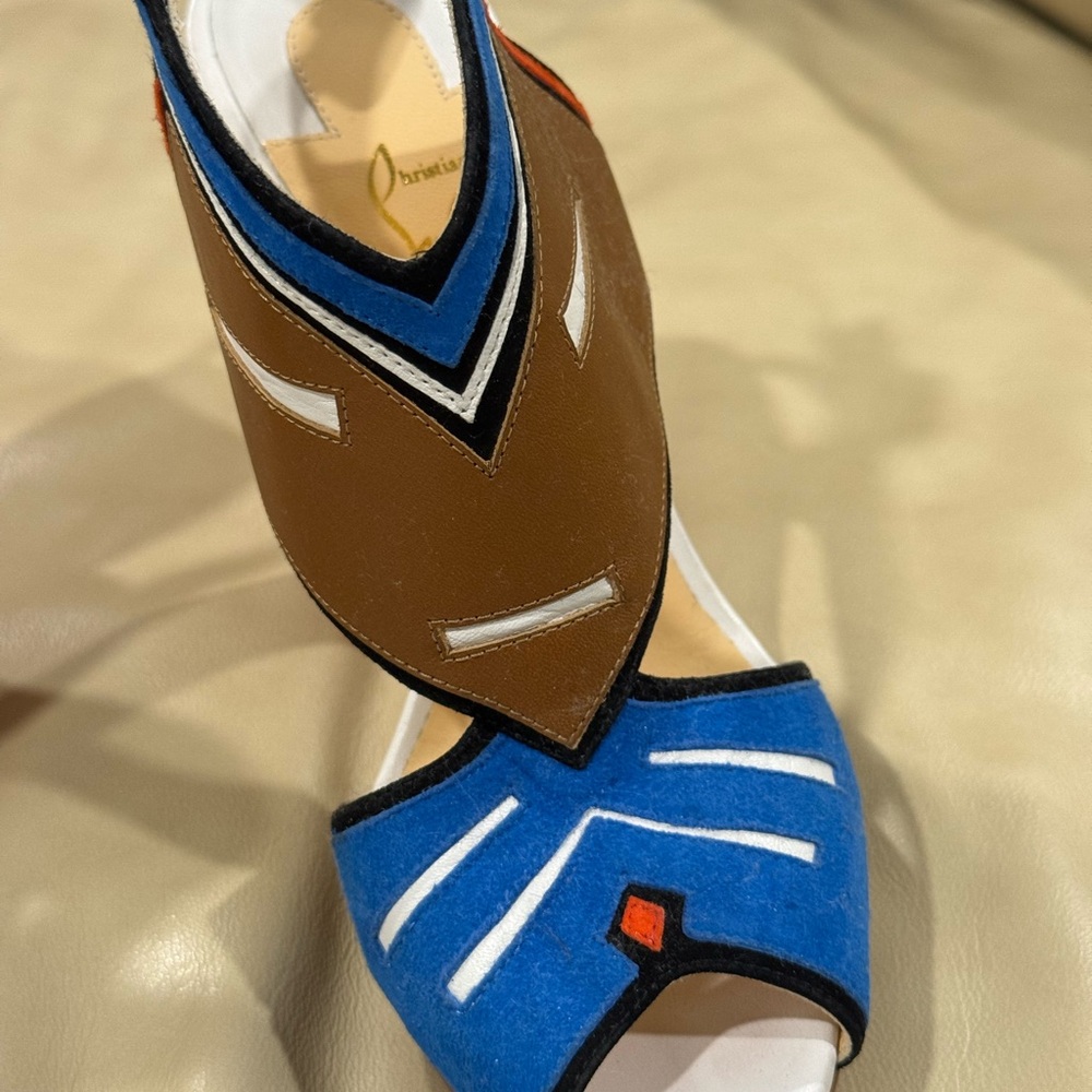 Christian Louboutin ankle strap heels from Tribalou collection RARE color block - Picture 6 of 9